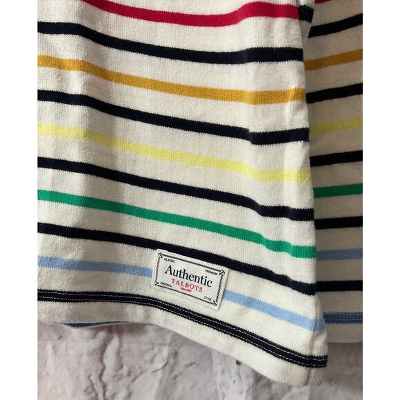 New Authentic Talbots Shirt  M Cream Multi Colored Stripe Blue Red Knit LS Top - Picture 5 of 7